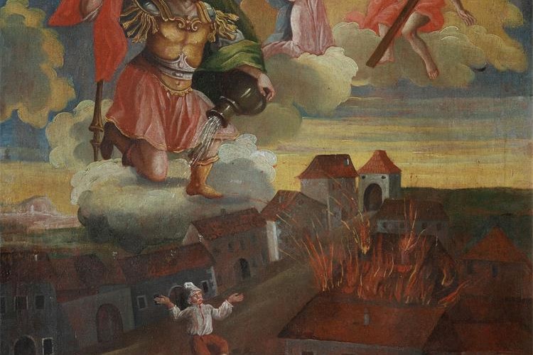 Slika /slike/Sveti Florijan čuva Varaždin požar 1742 GMV.jpg